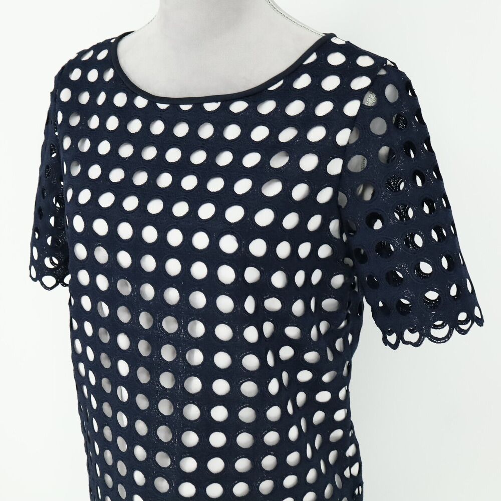 Catherine Malandrino Dress Womens 4 Navy Blue White Lining Shift Office Career - Picture 11 of 12